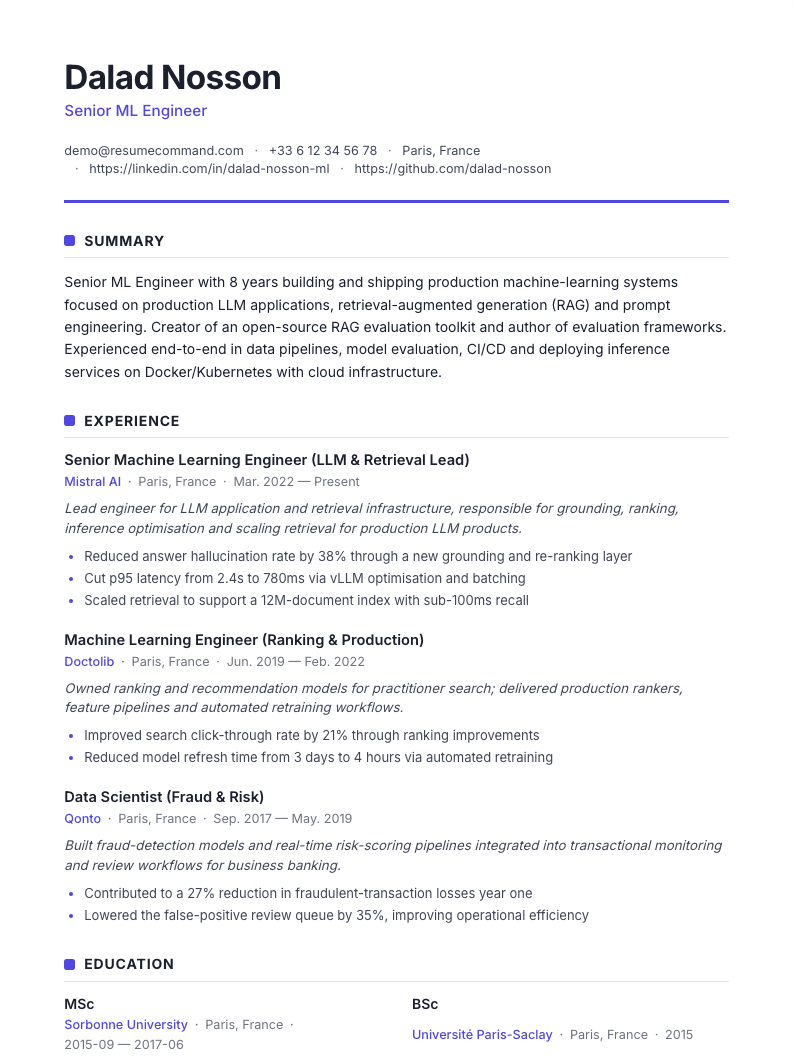 Preview of the Mosaic resume template