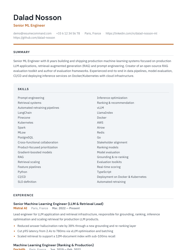 Preview of the Strata resume template